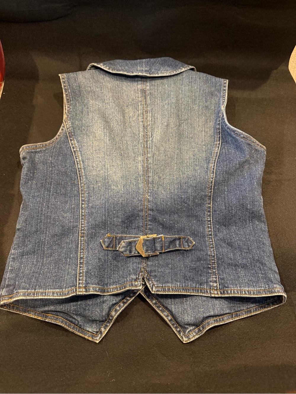 a.n.a. Blue Denim Vest with Shawl Collar and Brass Buttons - Picture 2 of 4